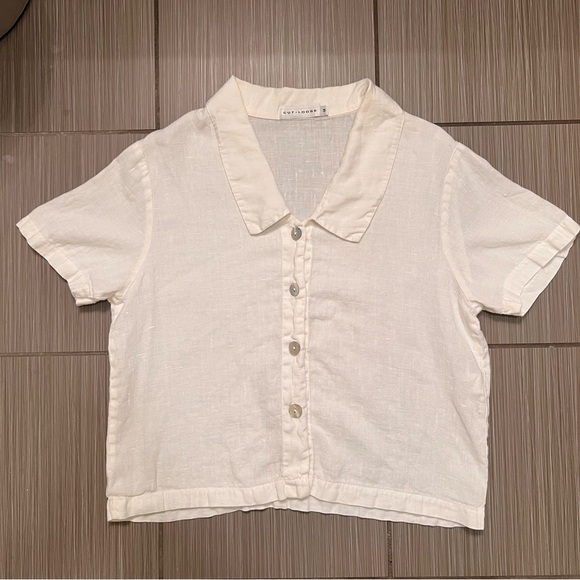 Cut Loose Short sleeve white Linen Button Up Shirt Size medium - Picture 8 of 10